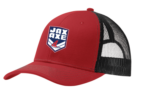 JaxAxe Badge Adjustable Mesh Back Hat - Red/Black