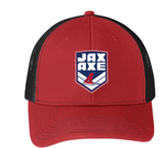 JaxAxe Badge Adjustable Mesh Back Hat - Red/Black