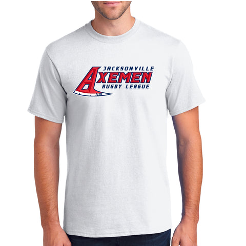 Axemen Logo on White 100% Cotton T-Shirt - Adult